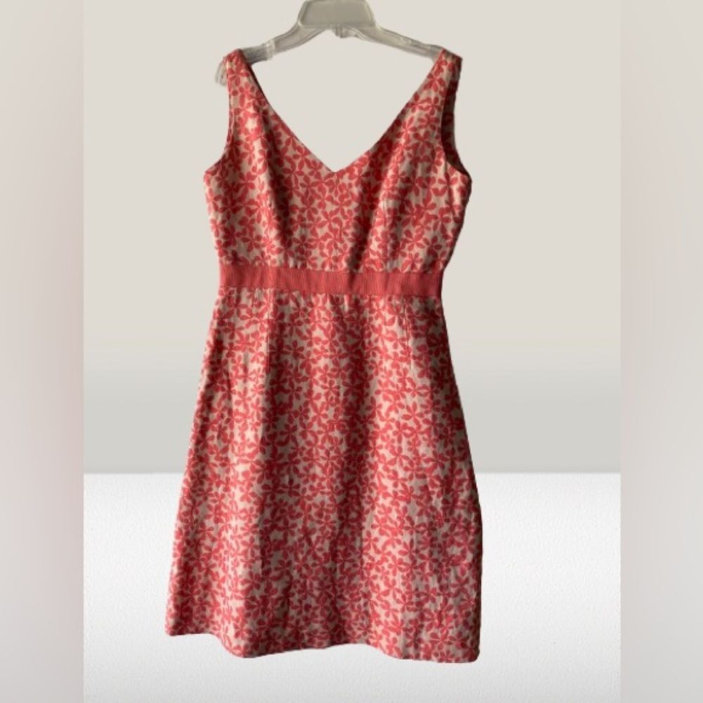 J. Crew Pink and White Midi Dress